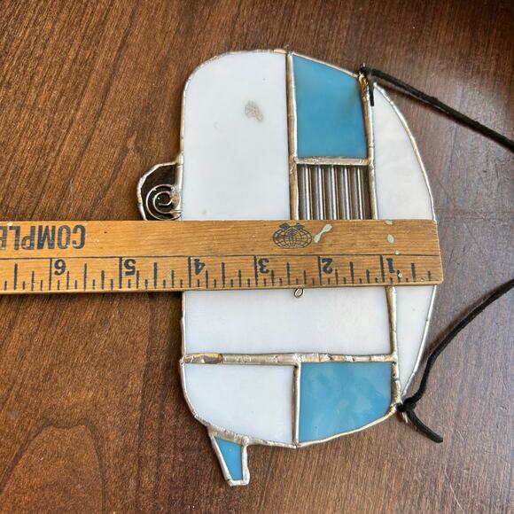 Deep Aqua Blue Stained Glass Camper Suncatcher - Travel Trailer Decoration - Picture 9 of 9